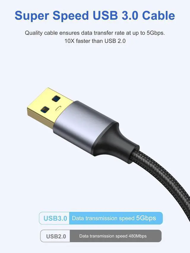 Alt view image 7 of 7 - USB Cable 6 inch 2-Pack, Short USB A to USB A Cable Male to Male 3.0 Double Sided Cord 0.5FT Compatible with Hard Drive, Laptop Cooler, KVM, DVD Player and More
