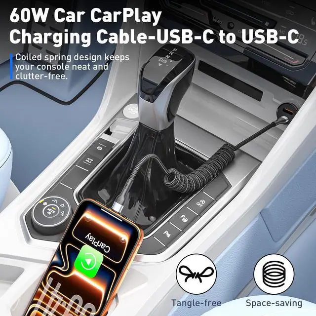 Alt view image 3 of 6 - USB C to C Cable 2 Pack 5FT Coiled USB C Cable Retractable & Tangle-Free