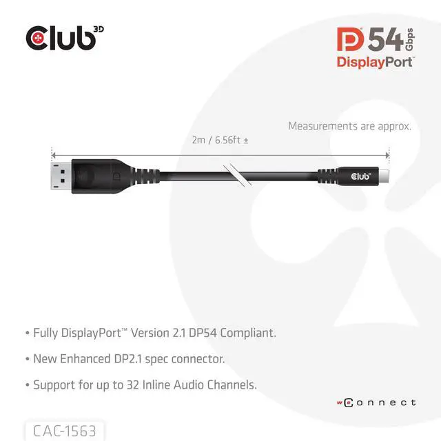 Alt view image 4 of 6 - CAC-1563 USB Type C Cable to min DP 2.1 Bi-Directional VESA DP54 Certified Cable M/M 2m/6.56ft