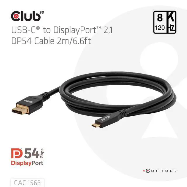 Alt view image 3 of 6 - CAC-1563 USB Type C Cable to min DP 2.1 Bi-Directional VESA DP54 Certified Cable M/M 2m/6.56ft