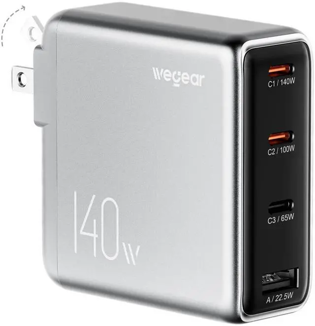 Main image of 140W USB-C Charger for Laptop, Slim 4-Port PD 3.1 GaN Block-Silver