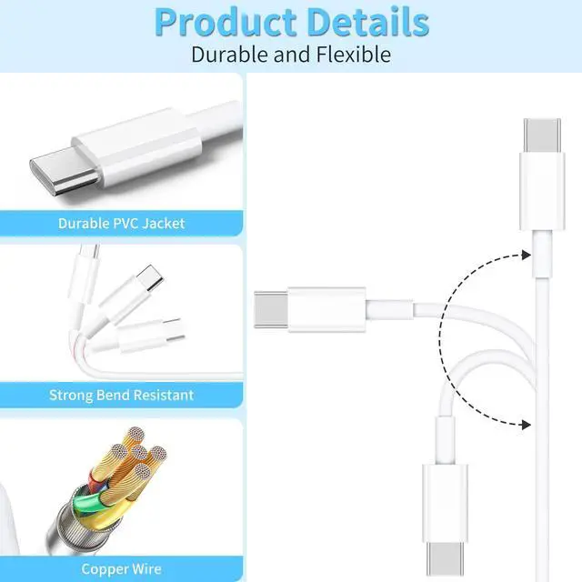 Alt view image 3 of 7 - 20W USB C Fast Charger for Samsung Galaxy Tab S11, S10, S9, S8, S7, S6, S5e, S4, Tab A11+, A9+ 11"/12.4", A8 10.5", A7 10.4", Tab A 10.1 Tablet Charger with 6.6Ft USB-C Cord