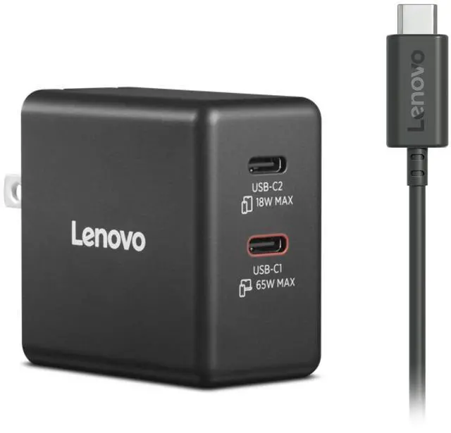 Main image of Dual USB-C 65W GaN Charger, 2 USB-C Ports, for Laptops/Tablets & Phones & More, Compact Size, Foldable Plug, Includes 1.5m USB C Cable, Model/Type: CC65, Black