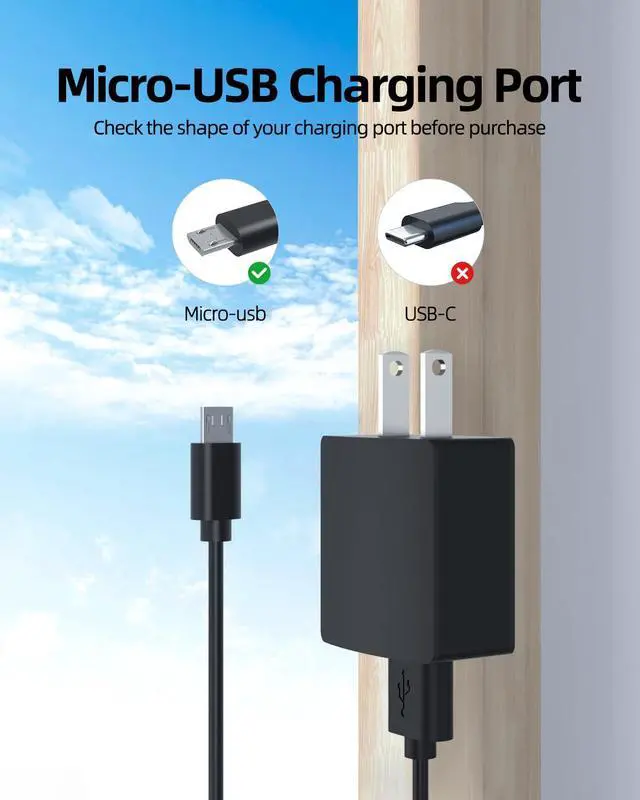 Alt view image 3 of 7 - Micro USB Charger Fit for Samsung Galaxy Tab A 10.1"/8.0"/7.0"/9.7"/8.4", Tab E, Tab S2, SM-T580/P580/T800/T113/T520/T900/T320 Tablet, 5V 2A 10W Adapter with 5ft Charging Cord Cable