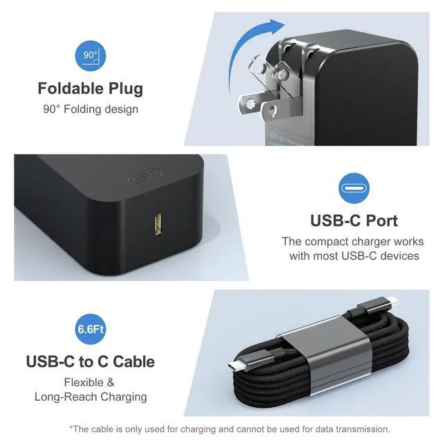 Alt view image 4 of 7 - 45W USB-C Charger Compatible with Surface pro 10/X/11/12,Power Adapter for iPad Pro 12.9/11(M2)/Air (9th Gen),Compatible with Microsoft Surface Laptop&Tablet Type C Power Adapter