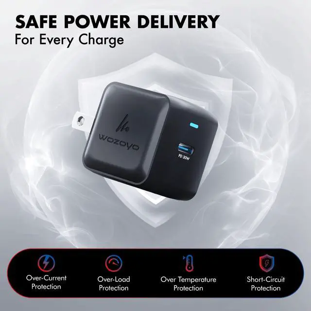 Alt view image 5 of 6 - PD 20W & PD 30W GaN Charger, Type-C Fast Charger Compatible for iPhone 17/16/16 Pro Max/15 Series/iPad Pro, Smartphones & Tablets, QC 3.0,Compact Foldable Plug Design, Smart Power Delivery