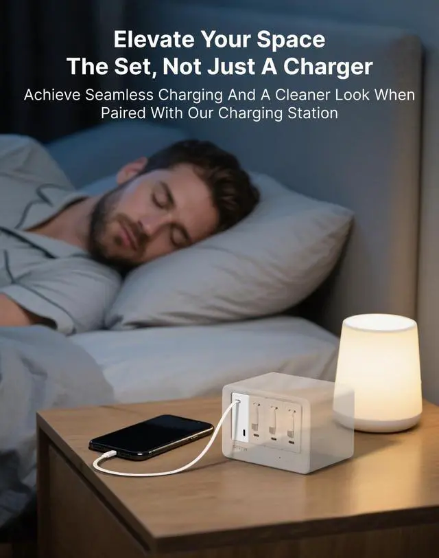 Alt view image 2 of 7 - 65W USB C Retractable Wall Charger with Built-in Type-C Cable, 2-in-1 Foldable Fast Charger Block, Travel Essentials Compatible for Laptop, MacBook Pro/Air, iPhone 17/16, iPad, Galaxy, Pixel