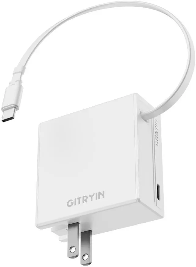 Main image of 65W USB C Retractable Wall Charger with Built-in Type-C Cable, 2-in-1 Foldable Fast Charger Block, Travel Essentials Compatible for Laptop, MacBook Pro/Air, iPhone 17/16, iPad, Galaxy, Pixel