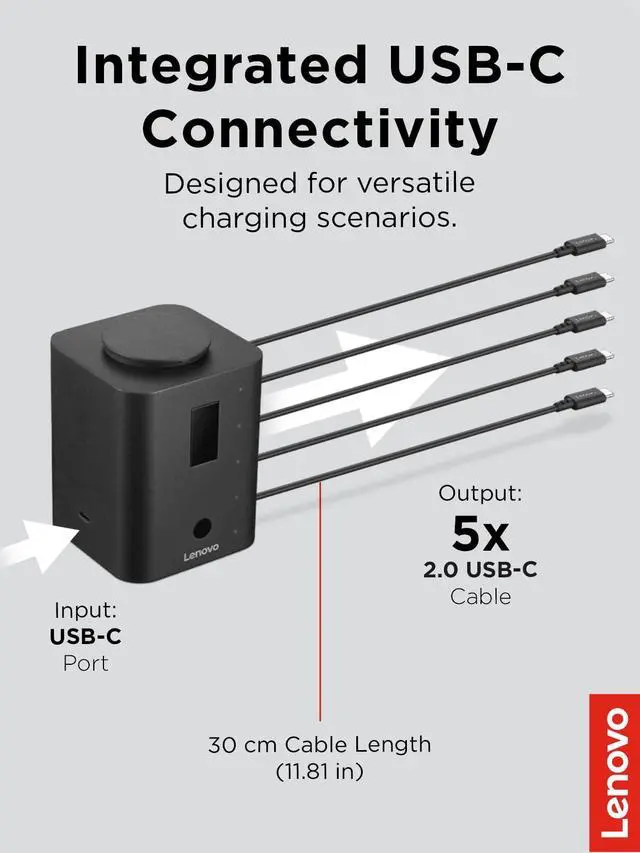 Alt view image 4 of 6 - Smart Charger, Designed for Chromebooks, Charge 5 laptops at Once and Monitor Their Battery Levels, Integrated 30cm USB-C Cables
