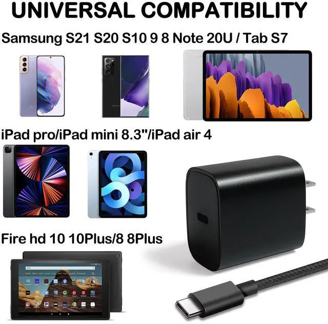Alt view image 6 of 7 - 15W USB C Fast Charger for Kindle Fire Tablet (9-13th) HD 8 10 11 Max(Plus/Kids/Kids Pro) Paperwhite/Scribe E-Reader(11th) with 6.6Ft Type-C Cable
