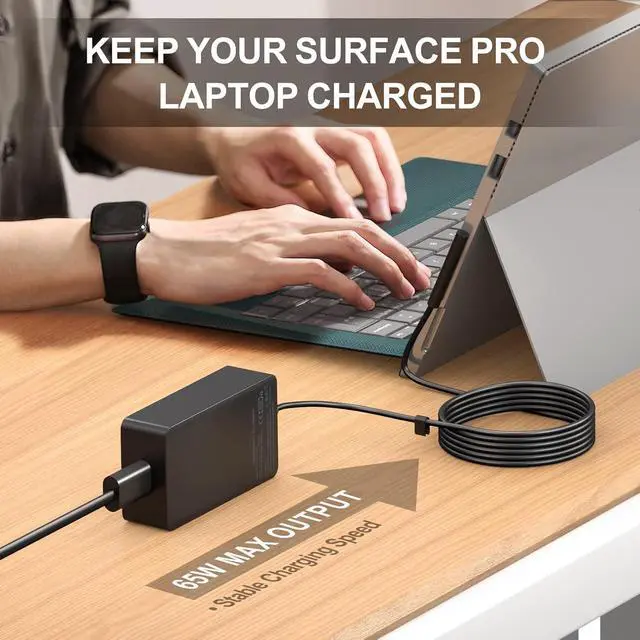 Alt view image 6 of 7 - 65W Surface Pro Laptop Charger for Microsoft Surface Pro 11,10, 9, 8, 7+, 7, 6, 5 Surface Laptop 5 Studio 4 Go 3 2, Surface Book 3 2 1, Surface Go Tablet, Support 36W, 44W