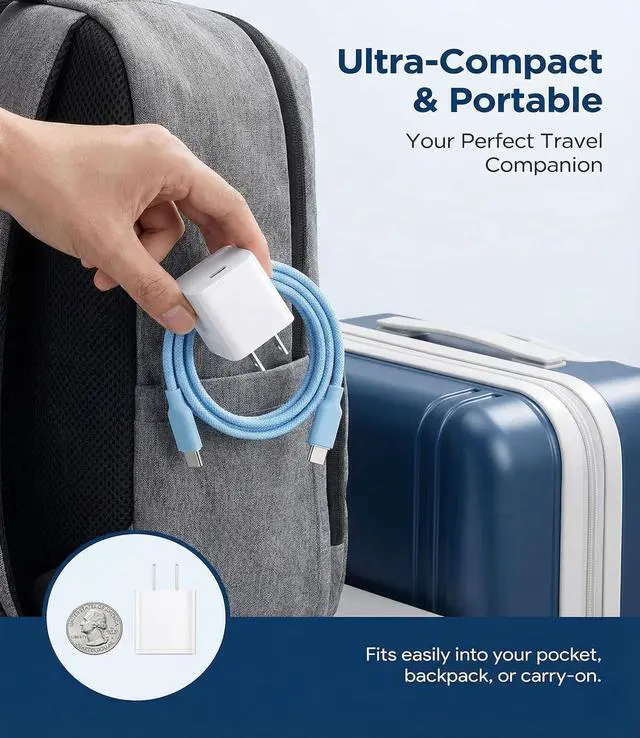 Alt view image 5 of 7 - 30W USB C Fast Charger, PD PPS Charger, 3 Cables, Blue