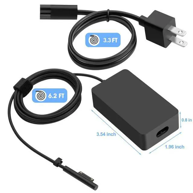 Alt view image 6 of 7 - Surface Charger 44W Power Supply Adapter for Microsoft Surface Pro | Compatible with Surface Pro 3/4/5/6/7, Surface Laptop, Surface Book, Surface Go, Surface Laptop Go, 6.2 Ft Power Cord