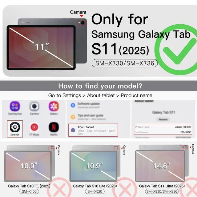 Alt view image 2 of 7 - Rotating Case Cover for Galaxy Tab S10+/S9 FE+/S9+ 12.4", Black
