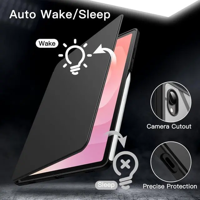 Alt view image 6 of 7 - Rotating Case Cover for Galaxy Tab S10+/S9 FE+/S9+ 12.4", Black