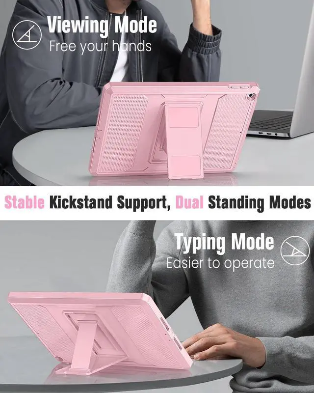 Alt view image 5 of 7 - Shockproof Case Fit 2018/2017 iPad 9.7 6th/5th Generation, Light Pink