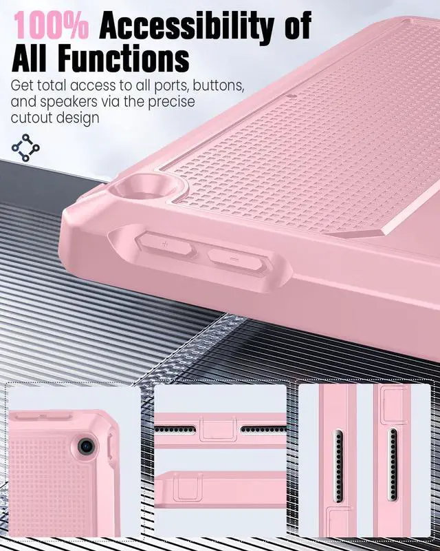 Alt view image 6 of 7 - Shockproof Case Fit 2018/2017 iPad 9.7 6th/5th Generation, Light Pink