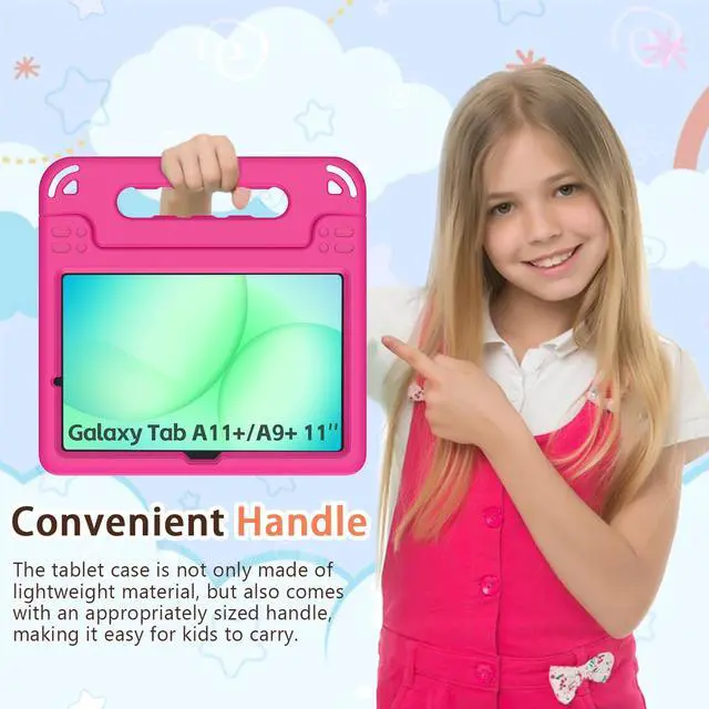 Alt view image 7 of 7 - Shockproof Kids Case for Samsung Galaxy Tab A11+ Plus/A9+ Plus 11 inch with Built-in Screen Protector, Rose