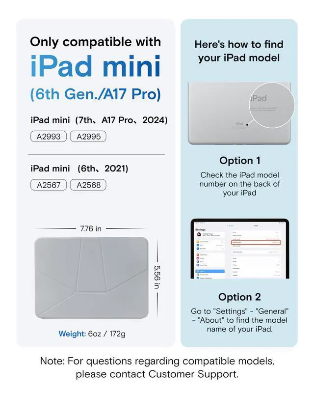 Alt view image 2 of 7 - Dynamic Folio Case for iPad mini 7th A17 Pro 2024 & iPad mini 6th A15 2021, 8.3 Inch Slim Magnetic Stand Case with 20+ Viewing Angles, Auto Wake/Sleep, Ultra Thin, Cement x Sapphire