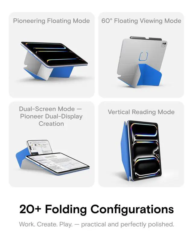 Alt view image 3 of 7 - Dynamic Folio Case for iPad mini 7th A17 Pro 2024 & iPad mini 6th A15 2021, 8.3 Inch Slim Magnetic Stand Case with 20+ Viewing Angles, Auto Wake/Sleep, Ultra Thin, Cement x Sapphire