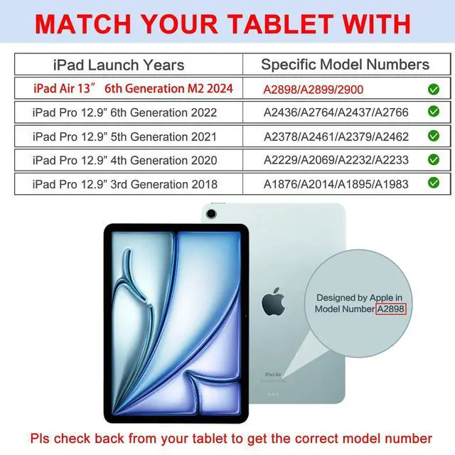Alt view image 2 of 7 - Case for iPad Air 13" M4/M3/M2, Pro 12.9" 6/5/4/3 Gen, Sea Turtle