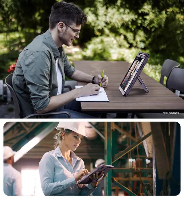 Alt view image 5 of 7 - Case for iPad (A16) 11th/10th Generation 2025/2022 (11/10.9),Rugged Protective Case with 360° Rotating Hand Strap& Stand & Screen Protector & Pencil Holder Shockproof Full-Body Cover, Purple