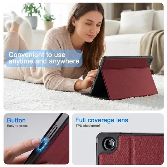 Alt view image 3 of 7 - Case for Samsung Galaxy Tab A11+ Plus 11 2025, Multi-Viewing Angles, All New PU Leather Folio Stand Cover with Auto Sleep Wake Feature for Samsung Galaxy Tab A11+ Tablet 11-inch, Burgundy Red