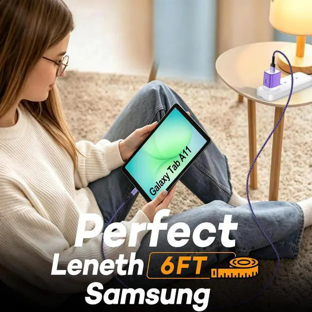Alt view image 3 of 7 - Samsung Tablet Fast Charger for Samsung Galaxy Tab A11+/A11plus S11,S10,S9,S8,S7,S6,S5e,S4,A36+,A9+ 11", A7 A8 Tab A 10.1,Tab A 8.4" Samsung Tablet Charger Block Cord (Include USB C Cable 6ft)