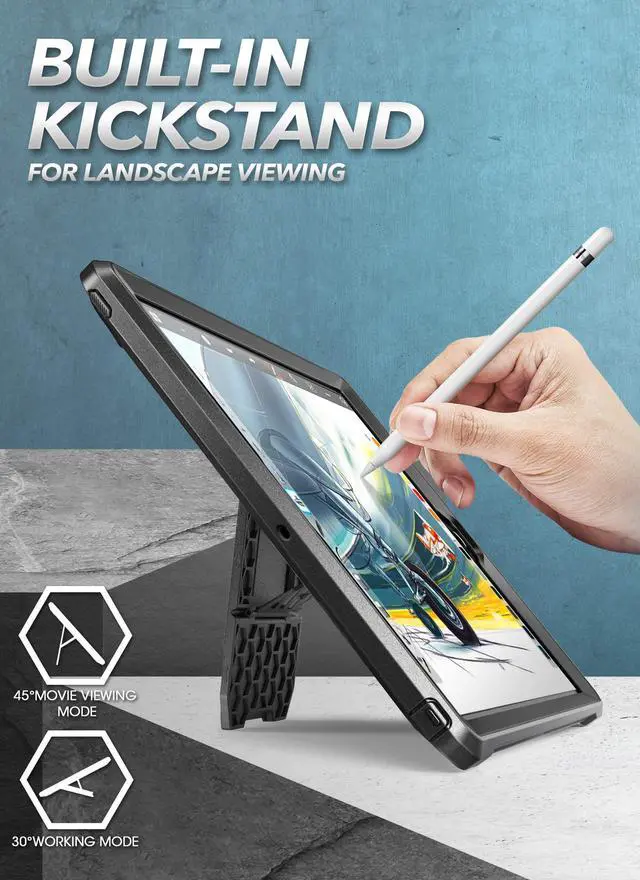 Alt view image 2 of 7 - Unicorn Beetle Pro Series Case for iPad 10.2 (2020/2019), with Built-in Screen Protector Protective Case for iPad 8th Generation 2020/iPad 7th Generation 2019 (Black)