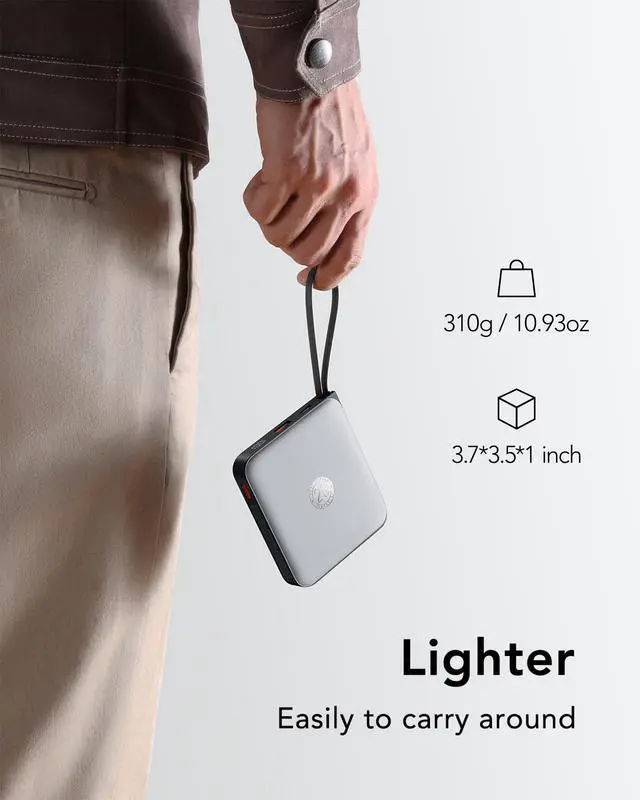 Alt view image 7 of 7 - 20000mAh Power Bank with 4 Built-in Cables, Travel Essentials, Grey(1 Pack)