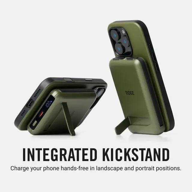 Alt view image 7 of 7 - 20W Magnetic Power Bank Battery Pack 10,000mAh - Fast Charging, Compatible with MagSafe - Portable Charger Flight-Safe Travel Powerbank - Built-in Cables & Magnetic Attachment (Matte Olive)