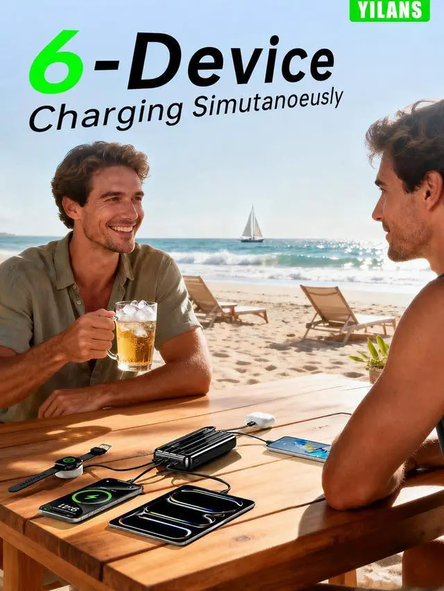 Alt view image 4 of 7 - Portable Charger 50000mAh, 22.5W Power Bank with Built-in 4 Cables