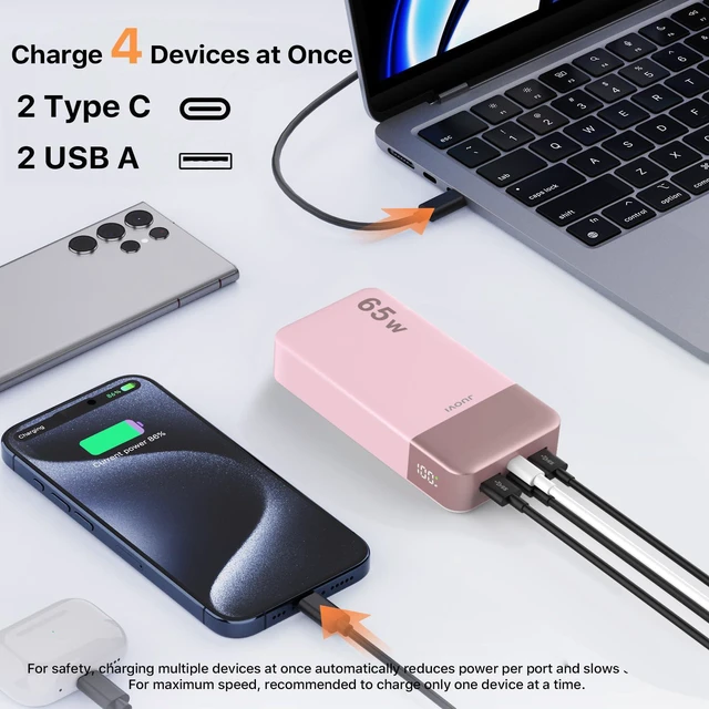 Alt view image 3 of 6 - Power Bank 65W 20000mAh Laptop Portable Charger