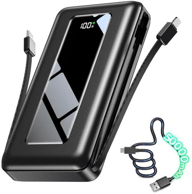 Main image of 50000mAh Portable Charger Power Bank, Fast Charging with Built in Cables