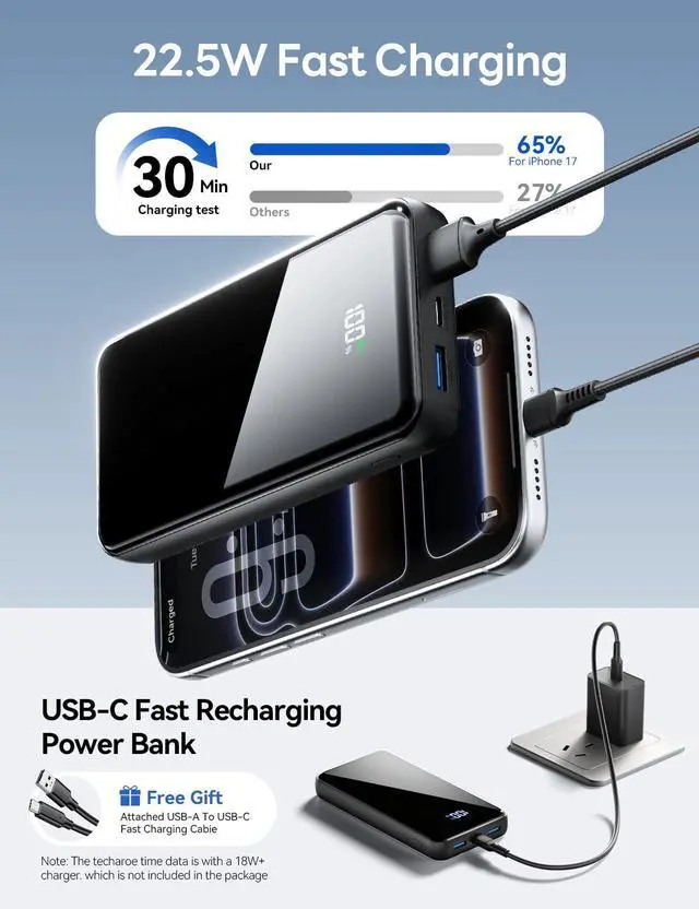 Alt view image 5 of 7 - 50000mAh Portable Charger, Built-in 4 Cables,22.5W Fast Charging Power Bank