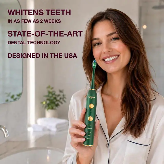 Alt view image 6 of 6 - WHITEN+ Electric Toothbrush, 48,000 VPM, Pressure Sensor, 5 Modes, 8 Brush Heads, Travel Case