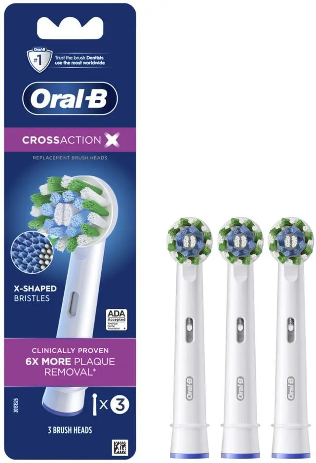 Main image of Cross Action Electric Toothbrush Replacement Brush Heads Refill, 3 Count
