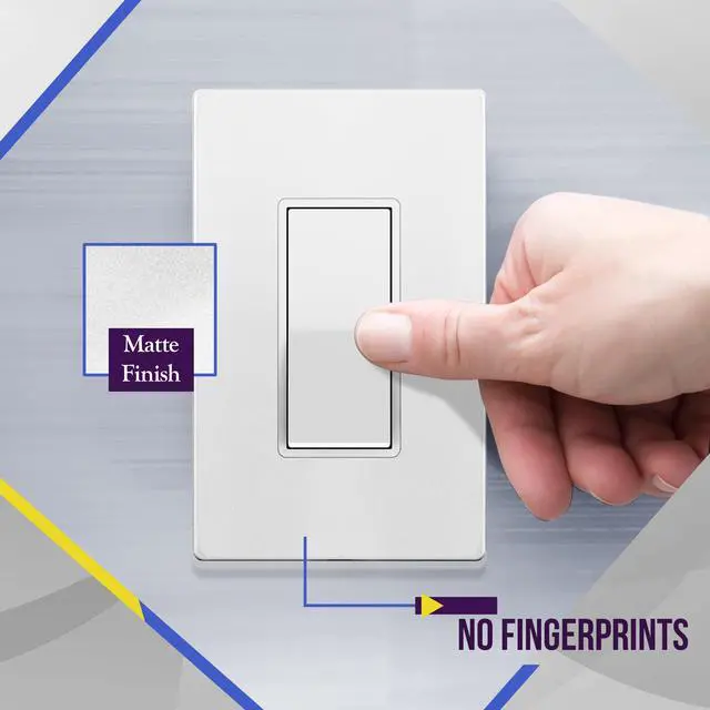 Alt view image 2 of 7 - Matte White Single Pole Decorator Light Switch, 15A, 10 Pack