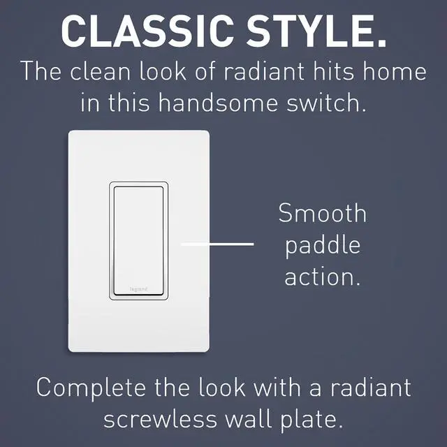 Alt view image 2 of 7 - Legrand radiant TM870WCP6 15 Amp Rocker Wall Switch, Single Pole Decorator Light Switches, White (10 Pack)