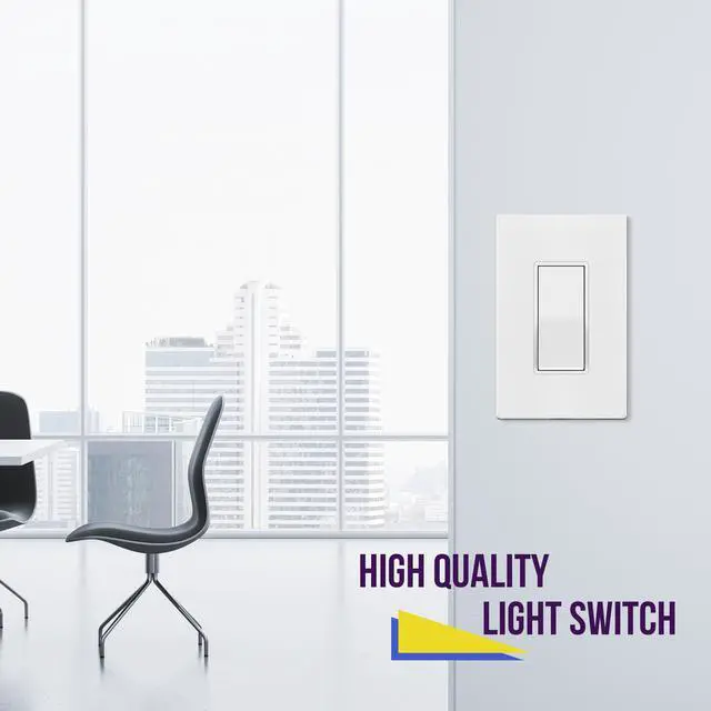 Alt view image 7 of 7 - Matte White Single Pole Decorator Light Switch, 15A, 10 Pack