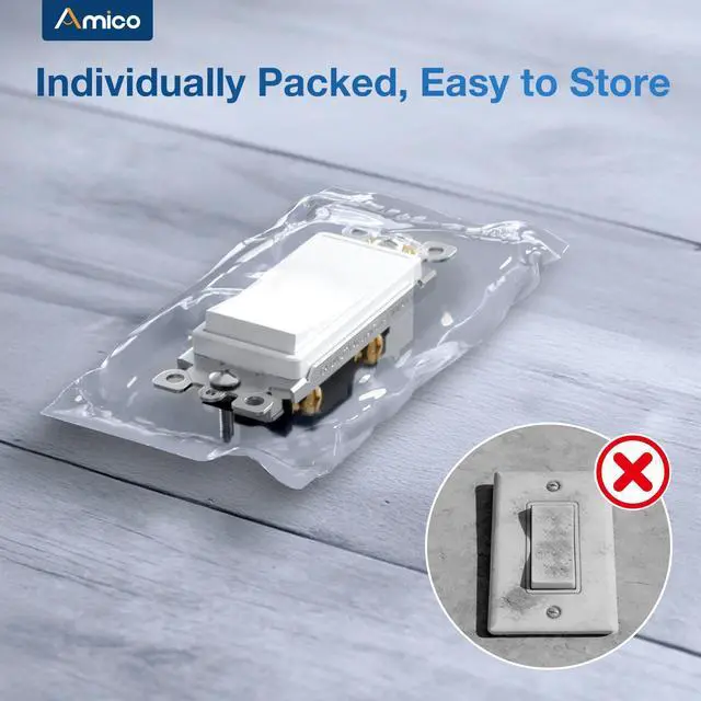 Alt view image 3 of 7 - 30 Pack Single Pole Light Switch, UL Listed, 15A 120/277V