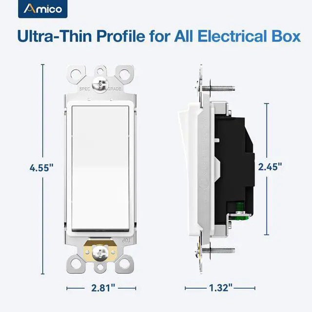 Alt view image 4 of 7 - 30 Pack Single Pole Light Switch, UL Listed, 15A 120/277V