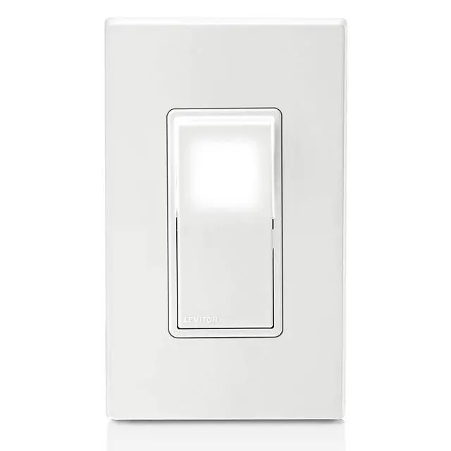 Alt view image 3 of 5 - 15 Amp Decora LED Illuminated Light Wall Switch Single-Pole, L5611-2W, White