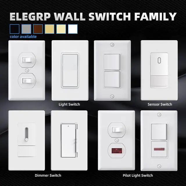 Alt view image 3 of 7 - Matte White Single Pole Decorator Light Switch, 15Amp, 120-277V, Decorative Paddle Rocker Switch Replacement, On/Off Wall Switch, Self-Grounding, Residential/Commercial Grade, UL/CUL (10 Pack)