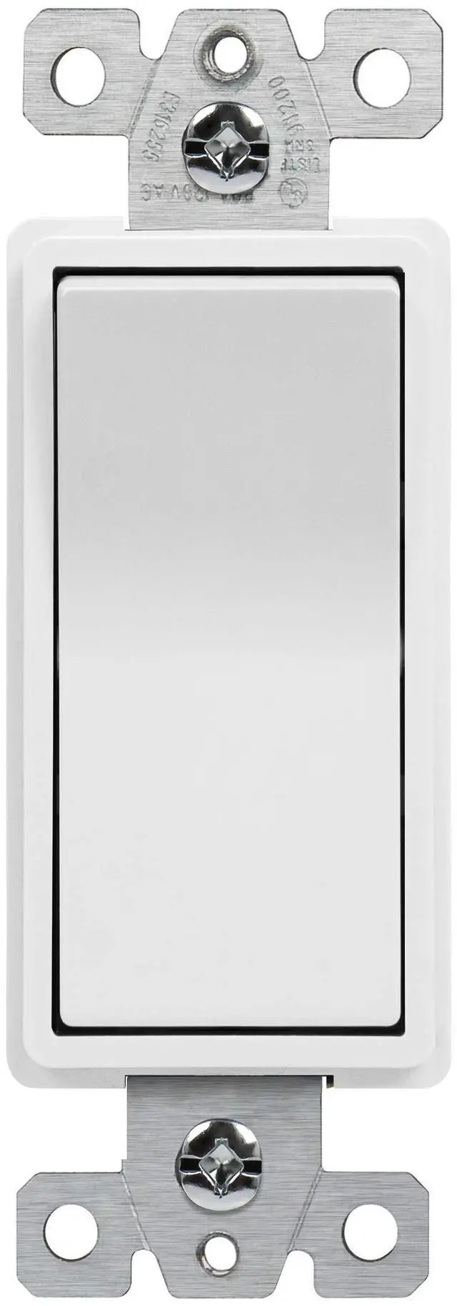 Main image of White Single Pole Decorator Paddle Light Switch, 20A, 1 Pack