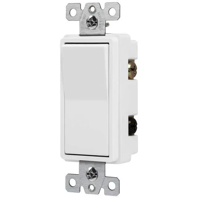 Alt view image 2 of 6 - White Single Pole Decorator Paddle Light Switch, 20A, 1 Pack