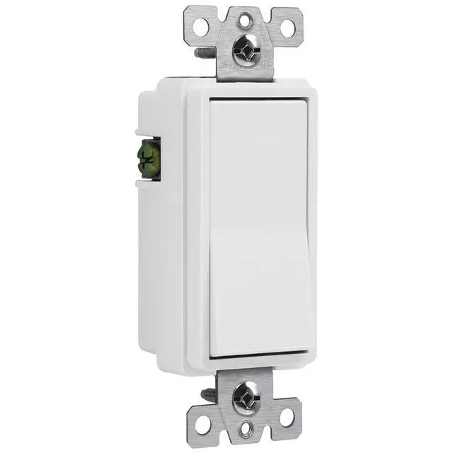 Alt view image 3 of 6 - White Single Pole Decorator Paddle Light Switch, 20A, 1 Pack