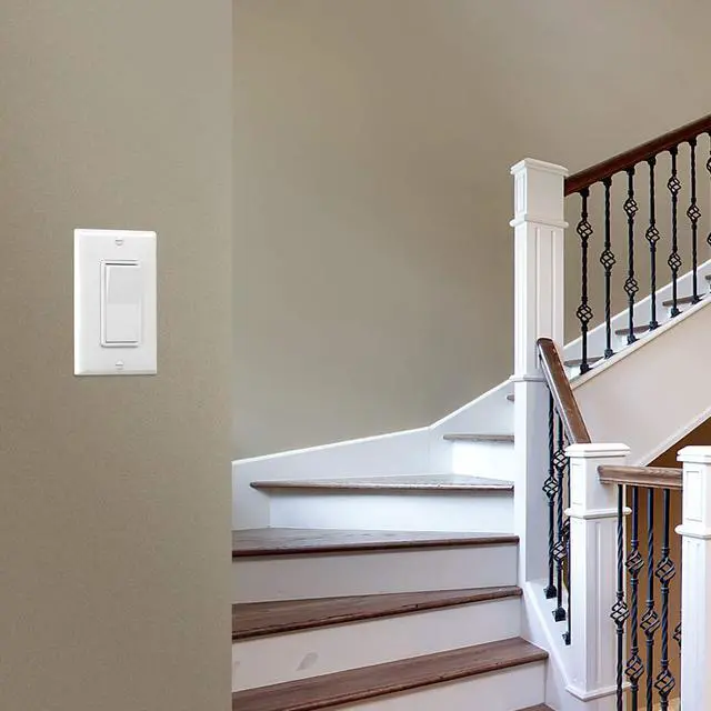 Alt view image 6 of 6 - White Single Pole Decorator Paddle Light Switch, 20A, 1 Pack