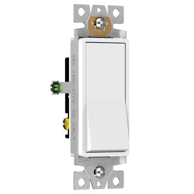 Alt view image 2 of 7 - White 3-Way Decorator Paddle Rocker Light Switch, 15A, 10 Pack