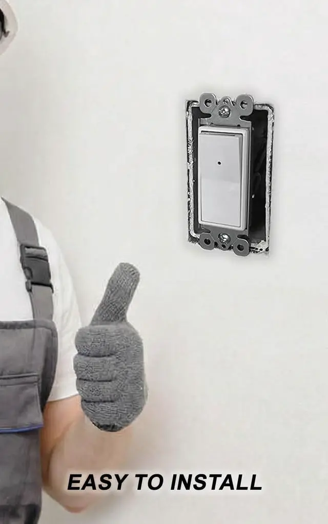 Alt view image 4 of 7 - Illuminated-Light-Switch with Night Light, No Neutral Wire, Single-Pole Decorator Rocker Switch, Dusk to Dawn LED Guide Light for Hallway Bathroom Stairs, 15A 120/277V, White, 4 Pack